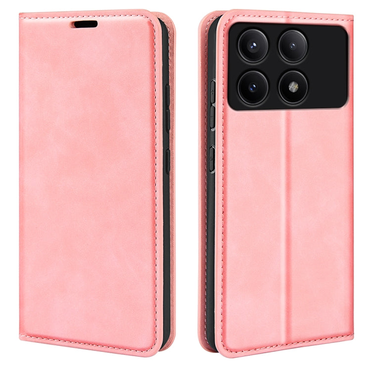 For Xiaomi Redmi K70E Retro-skin Magnetic Suction Leather Phone Case(Pink) - K70E Cases by buy2fix | Online Shopping UK | buy2fix