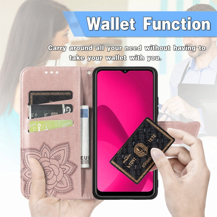 For iPhone 16 Butterfly Love Flower Embossed Leather Phone Case(Rose Gold) - iPhone 16 Cases by buy2fix | Online Shopping UK | buy2fix