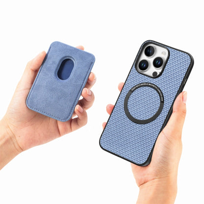 For iPhone 16 Pro Carbon Fiber Leather Card Magsafe Phone Case(Blue) - iPhone 16 Pro Cases by buy2fix | Online Shopping UK | buy2fix