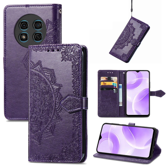 For Ulefone Note 15 Mandala Flower Embossed Leather Phone Case(Purple) - Ulefone Cases by buy2fix | Online Shopping UK | buy2fix