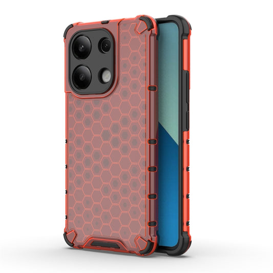 For Redmi Note 13 4G Global Shockproof Honeycomb Phone Case(Red) - Xiaomi Cases by buy2fix | Online Shopping UK | buy2fix