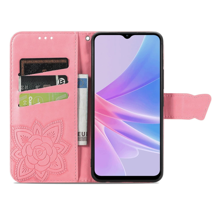 For OPPO A58 4G Butterfly Love Flower Embossed Leather Phone Case(Pink) - OPPO Cases by buy2fix | Online Shopping UK | buy2fix