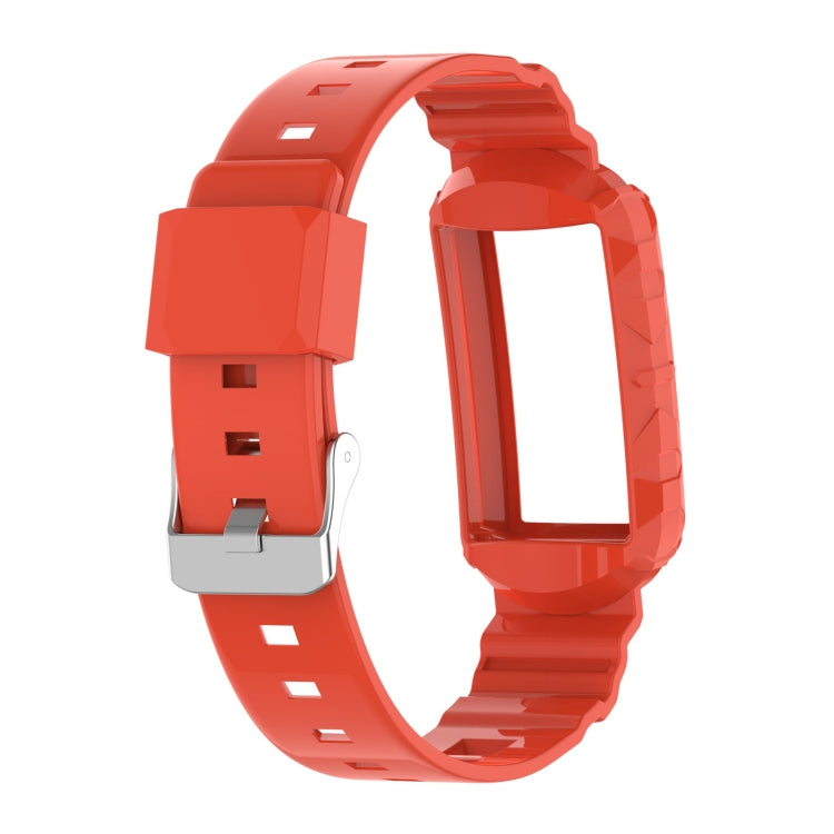 For Fitbit Charge 6 / 5 / 4 / 3 Armor Integrated TPU Watch Band(Orange) - Watch Bands by buy2fix | Online Shopping UK | buy2fix