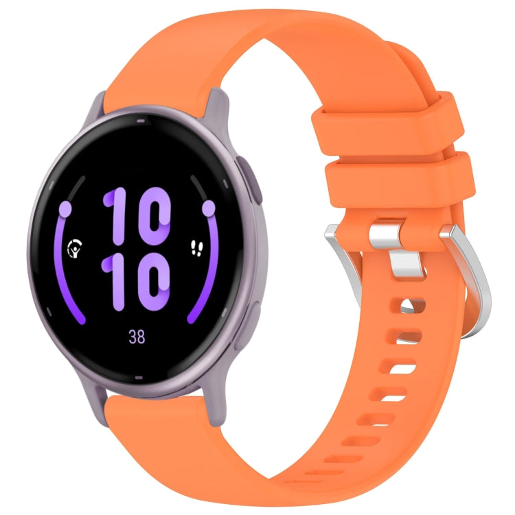 For Garmin Vivoactive 5 Liquid Glossy Silver Buckle Silicone Watch Band(Orange) - Watch Bands by buy2fix | Online Shopping UK | buy2fix