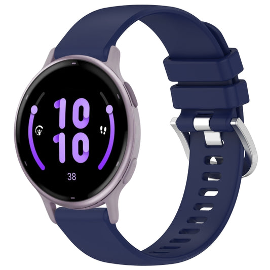 For Garmin Vivoactive 5 Liquid Glossy Silver Buckle Silicone Watch Band(Dark Blue) - Watch Bands by buy2fix | Online Shopping UK | buy2fix