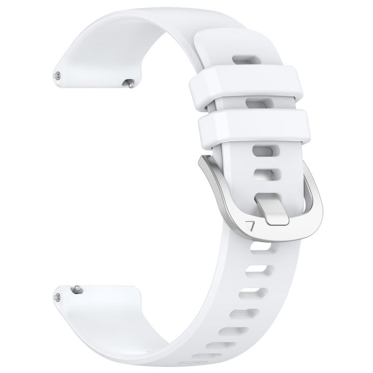 For Garmin Venu 2 Plus Liquid Glossy Silver Buckle Silicone Watch Band(White) - Watch Bands by buy2fix | Online Shopping UK | buy2fix