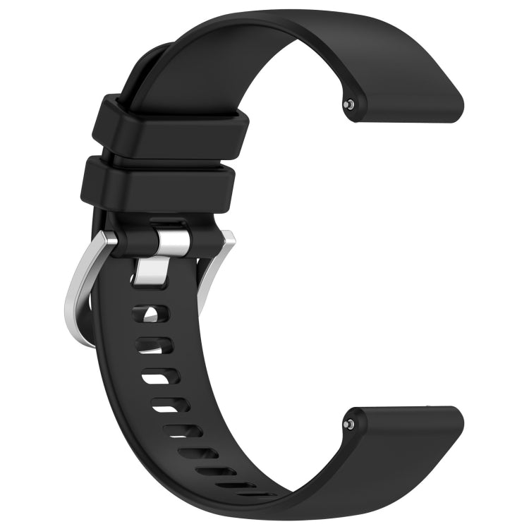 For Garmin Forerunner 158 / 55 Liquid Glossy Silver Buckle Silicone Watch Band(Black) - Watch Bands by buy2fix | Online Shopping UK | buy2fix