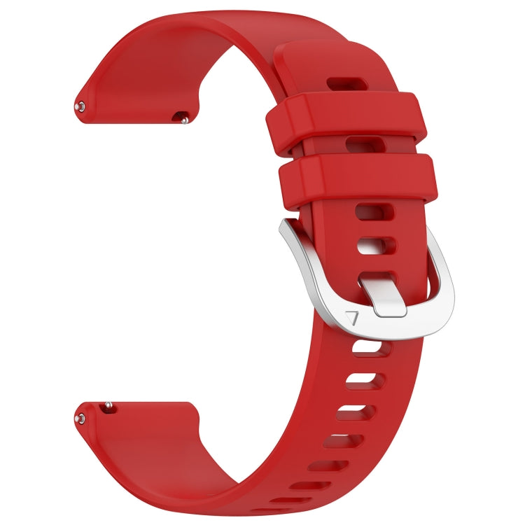 For Garmin Forerunner 265S Liquid Glossy Silver Buckle Silicone Watch Band(Red) - Watch Bands by buy2fix | Online Shopping UK | buy2fix