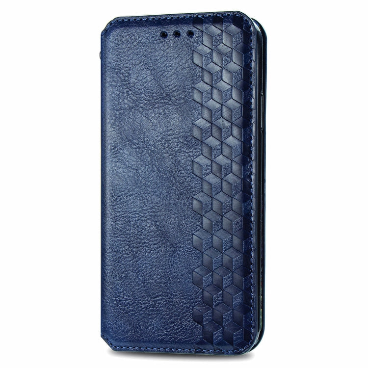 For OnePlus 12 Cubic Grid Pressed Magnetic Leather Phone Case(Blue) - OnePlus Cases by buy2fix | Online Shopping UK | buy2fix