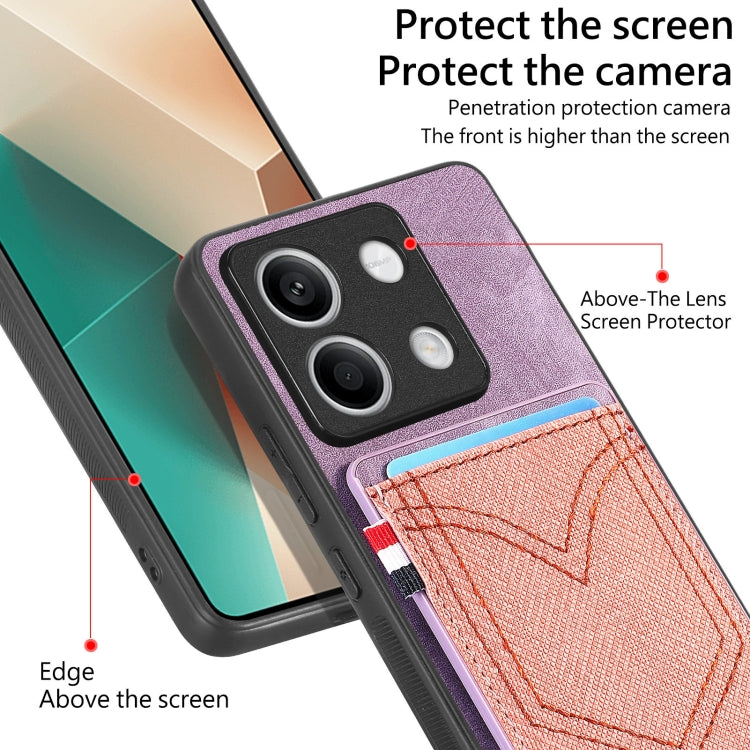 For Xiaomi Redmi Note 13 Denim Texture Leather Skin Phone Case with Card Slot(Purple) - Note 13 Cases by buy2fix | Online Shopping UK | buy2fix