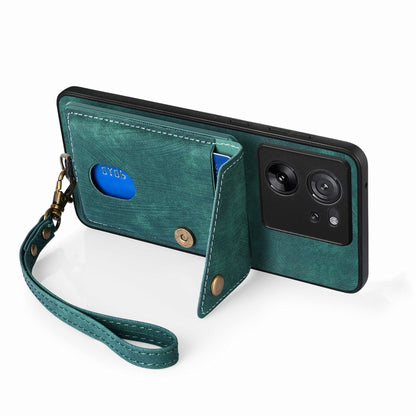 For Xiaomi 13T / 13T Pro Retro Card Wallet Fold Leather Phone Case with Strap(Green) - Xiaomi Cases by buy2fix | Online Shopping UK | buy2fix