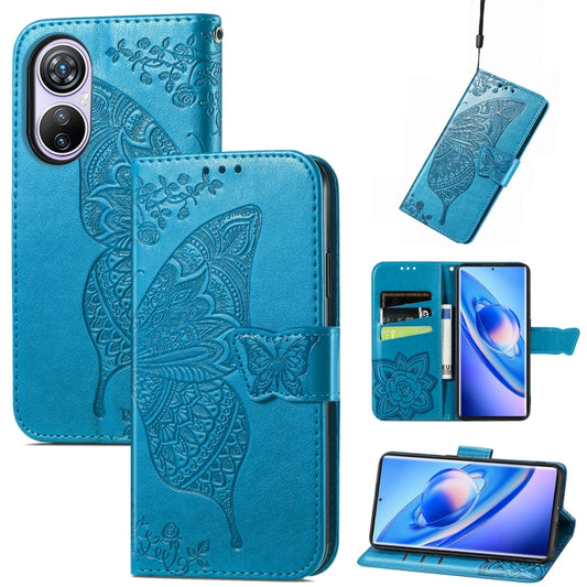 For Blackview A200 Pro Butterfly Love Flower Embossed Leather Phone Case(Blue) - More Brand by buy2fix | Online Shopping UK | buy2fix