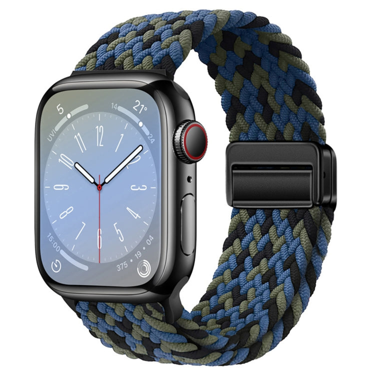 For Apple Watch Ultra 2 49mm Nylon Woven Magnetic Fold Buckle Watch Band(Blue Camouflage) - Watch Bands by buy2fix | Online Shopping UK | buy2fix