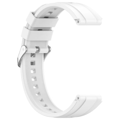 For Huawei Watch GT4 41mm Official Steps Style Silver Buckle Silicone Watch Band(White) - Watch Bands by buy2fix | Online Shopping UK | buy2fix