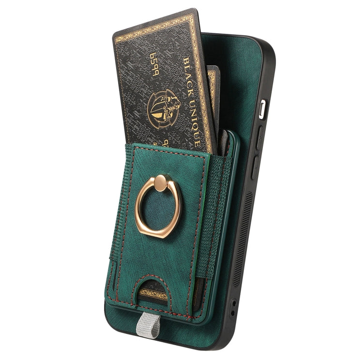 For iPhone 16 Plus Retro Splitable Magnetic Card Bag Leather Phone Case(Green) - iPhone 16 Plus Cases by buy2fix | Online Shopping UK | buy2fix