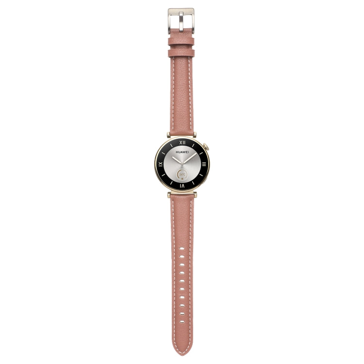 For Huawei Watch GT4 41mm 18mm Thread Pin Buckle Leather Watch Band(Pink) - Watch Bands by buy2fix | Online Shopping UK | buy2fix