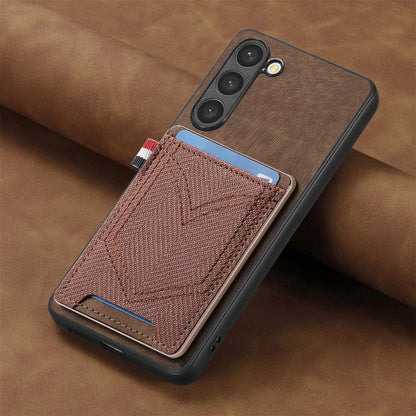 For Samsung Galaxy S25+ 5G Denim Texture Leather Skin Phone Case with Card Slot(Brown) - Galaxy S25+ 5G Cases by buy2fix | Online Shopping UK | buy2fix