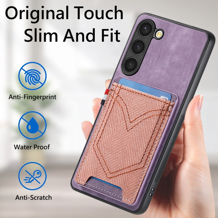 For Samsung Galaxy S25+ 5G Denim Texture Leather Skin Phone Case with Card Slot(Purple) - Galaxy S25+ 5G Cases by buy2fix | Online Shopping UK | buy2fix