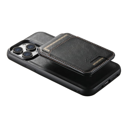 For iPhone 13 Pro Suteni H15 MagSafe Oil Eax Leather Detachable Wallet Back Phone Case(Black) - iPhone 13 Pro Cases by Suteni | Online Shopping UK | buy2fix