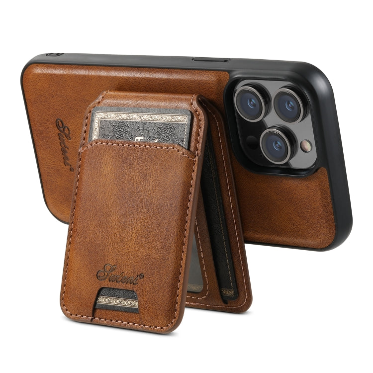 For iPhone 13 Pro Suteni H15 MagSafe Oil Eax Leather Detachable Wallet Back Phone Case(Brown) - iPhone 13 Pro Cases by Suteni | Online Shopping UK | buy2fix