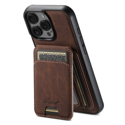 For iPhone 16 Pro Suteni H16 Litchi Texture Leather Detachable Wallet Back Phone Case(Brown) - iPhone 16 Pro Cases by Suteni | Online Shopping UK | buy2fix