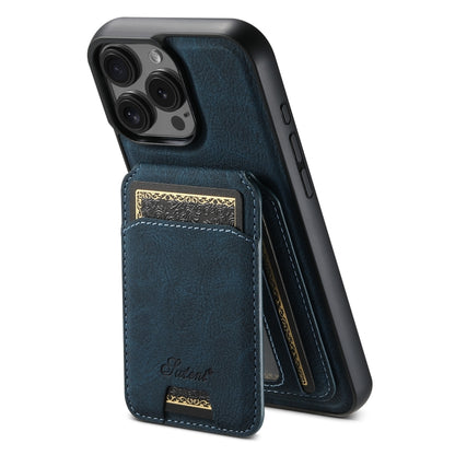 For iPhone 16 Pro Suteni H16 Litchi Texture Leather Detachable Wallet Back Phone Case(Blue) - iPhone 16 Pro Cases by Suteni | Online Shopping UK | buy2fix