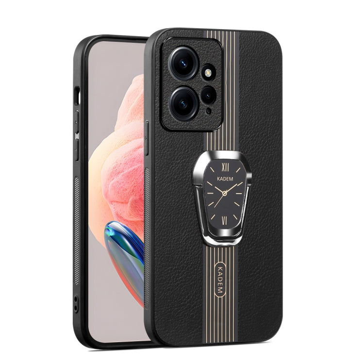 For Xiaomi Redmi Note 12 4G Magnetic Litchi Leather Back Phone Case with Holder(Black) - Xiaomi Cases by buy2fix | Online Shopping UK | buy2fix