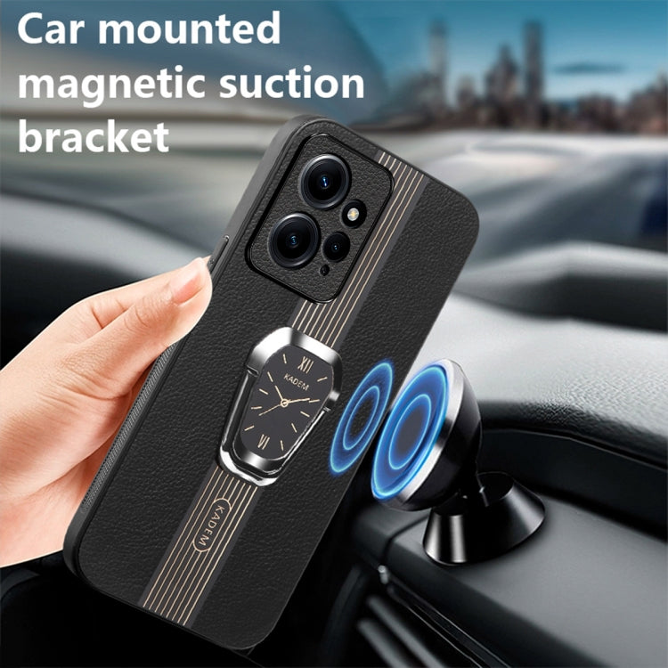 For Xiaomi Redmi Note 12 4G Magnetic Litchi Leather Back Phone Case with Holder(Black) - Xiaomi Cases by buy2fix | Online Shopping UK | buy2fix