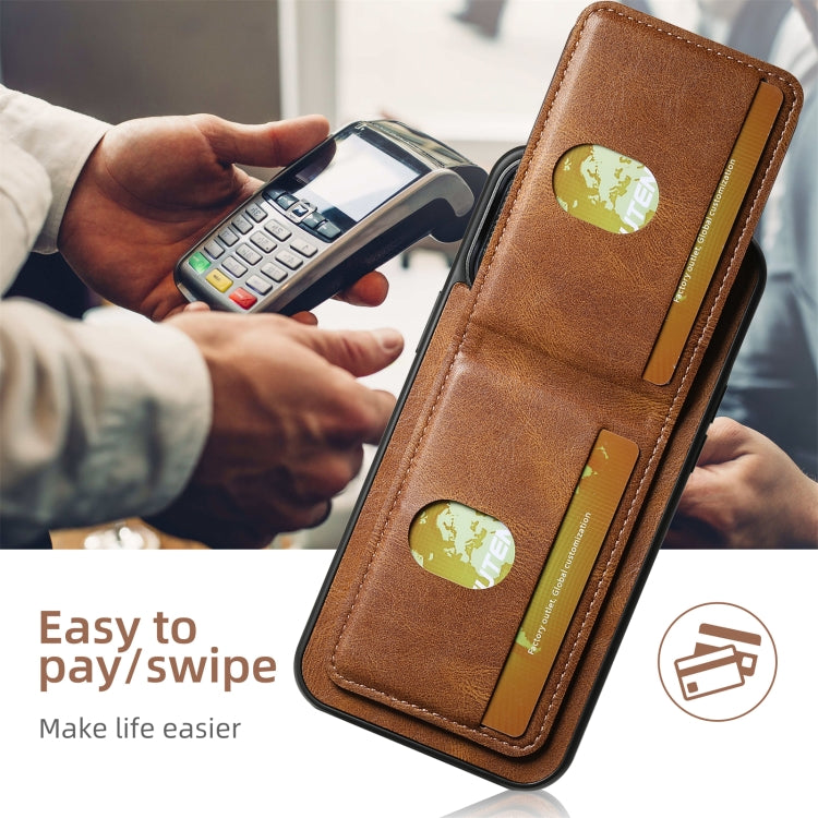 For iPhone 16 Suteni H03 Oil Wax Leather Wallet Stand Back Phone Case(Brown) - iPhone 16 Cases by Suteni | Online Shopping UK | buy2fix