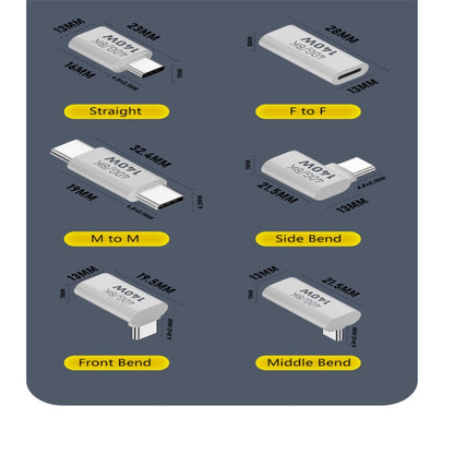 USB 3.1 Type-C to Type-C 40Gbps 8K Transmission Adapter 140W 5A Charge, Specification:Type-C Male to Female Side Bend - Cable & Adapters by buy2fix | Online Shopping UK | buy2fix