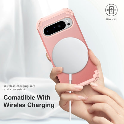 For Google Pixel 9 Pro XL 3 in 1 Silicone Hybrid PC Shockproof Phone Case(Rose Gold) - Google Cases by buy2fix | Online Shopping UK | buy2fix