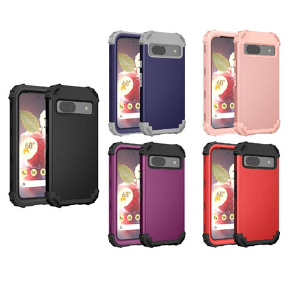 For Google Pixel 9 Pro XL 3 in 1 Silicone Hybrid PC Shockproof Phone Case(Dark Purple) - Google Cases by buy2fix | Online Shopping UK | buy2fix