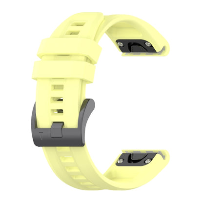 For Garmin Fenix 5 / Fenix 5 Plus Solid Color Black Buckle Silicone Quick Release Watch Band(Yellow) - Watch Bands by buy2fix | Online Shopping UK | buy2fix