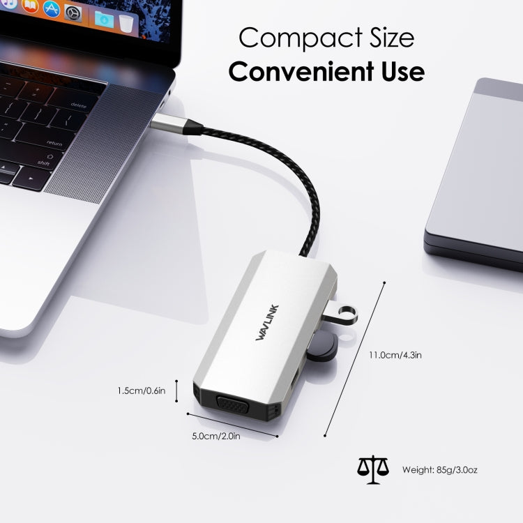 WAVLINK WL-UMD307 Type-C to 2DP + 4K HD + VGA + 3 x USB2.0 HUB Docking Station - USB HUB by WAVLINK | Online Shopping UK | buy2fix