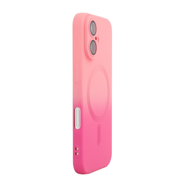 For iPhone 16 Plus ENKAY Hat-Prince MagSafe Rainbow Gradient Silicone Phone Case with Lens Film(Pink Rose) - iPhone 16 Plus Cases by ENKAY | Online Shopping UK | buy2fix