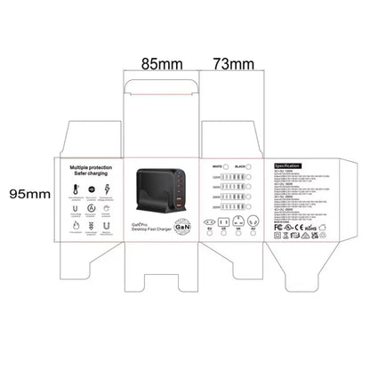 GaN PD100W Type-C x 3 + USB x 3 Multi Port Laptop Adapter, White, Plug Size:UK Plug - Universal Power Adapter by buy2fix | Online Shopping UK | buy2fix