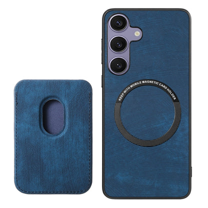 For Samsung Galaxy S25+ 5G Retro Leather Card Bag Magnetic Phone Case(Blue) - Galaxy S25+ 5G Cases by buy2fix | Online Shopping UK | buy2fix