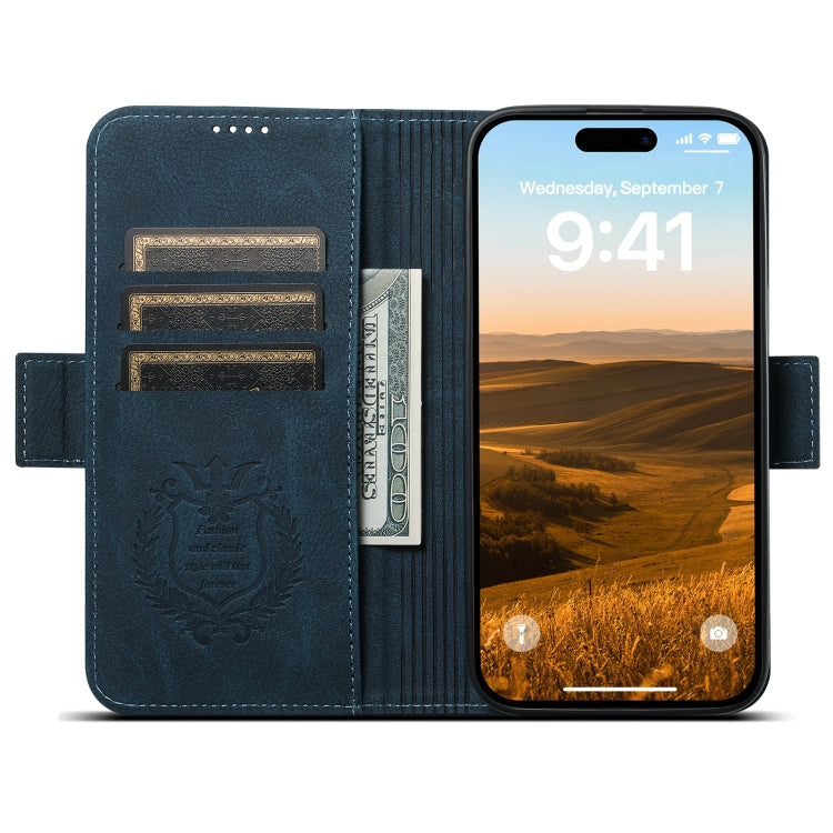For iPhone 12 / 12 Pro SUTENI J07 Multifunctional Horizontal Flip Magsafe Leather Phone Case(Blue) - iPhone 12 / 12 Pro Cases by Suteni | Online Shopping UK | buy2fix