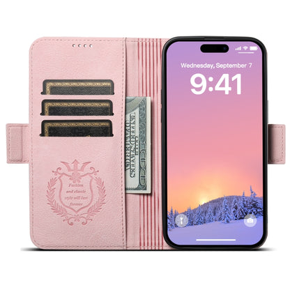 For iPhone 12 Pro Max SUTENI J07 Multifunctional Horizontal Flip Magsafe Leather Phone Case(Pink) - iPhone 12 Pro Max Cases by Suteni | Online Shopping UK | buy2fix