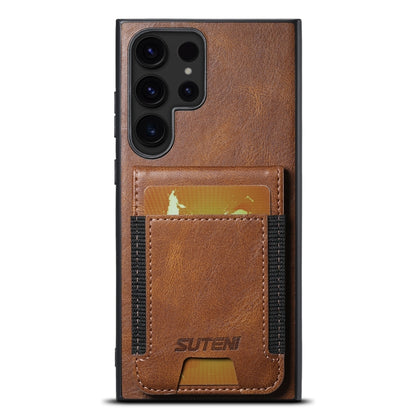 For Samsung Galaxy S24 Ultra 5G Suteni H03 Oil Wax Leather Wallet Stand Back Phone Case(Brown) - Galaxy S24 Ultra 5G Cases by Suteni | Online Shopping UK | buy2fix