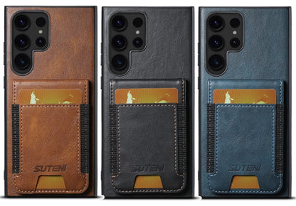 For Samsung Galaxy S24 Ultra 5G Suteni H03 Oil Wax Leather Wallet Stand Back Phone Case(Brown) - Galaxy S24 Ultra 5G Cases by Suteni | Online Shopping UK | buy2fix