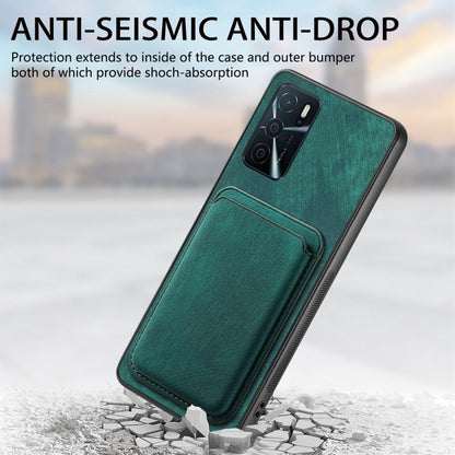 For OPPO A58 4G Retro Leather Card Bag Magnetic Phone Case(Green) - OPPO Cases by buy2fix | Online Shopping UK | buy2fix