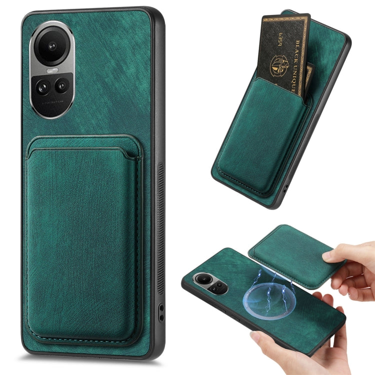 For OPPO Reno10 Global Retro Leather Card Bag Magnetic Phone Case(Green) - OPPO Cases by buy2fix | Online Shopping UK | buy2fix