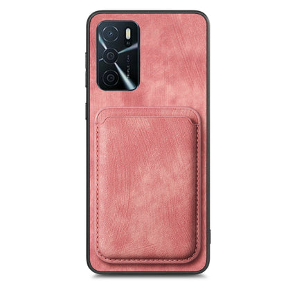 For OPPO Reno9 5G Retro Leather Card Bag Magnetic Phone Case(Pink) - OPPO Cases by buy2fix | Online Shopping UK | buy2fix