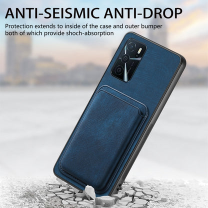 For OPPO A17 Retro Leather Card Bag Magnetic Phone Case(Blue) - OPPO Cases by buy2fix | Online Shopping UK | buy2fix