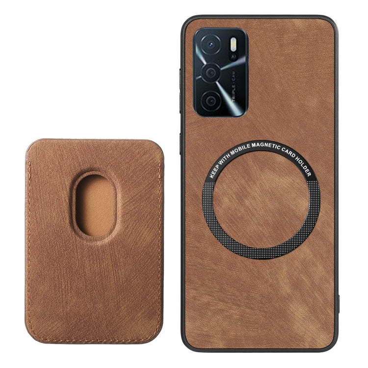 For OPPO Reno6 5G Retro Leather Card Bag Magnetic Phone Case(Brown) - OPPO Cases by buy2fix | Online Shopping UK | buy2fix