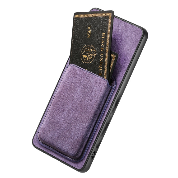 For OPPO Reno5 5G Retro Leather Card Bag Magnetic Phone Case(Purple) - OPPO Cases by buy2fix | Online Shopping UK | buy2fix