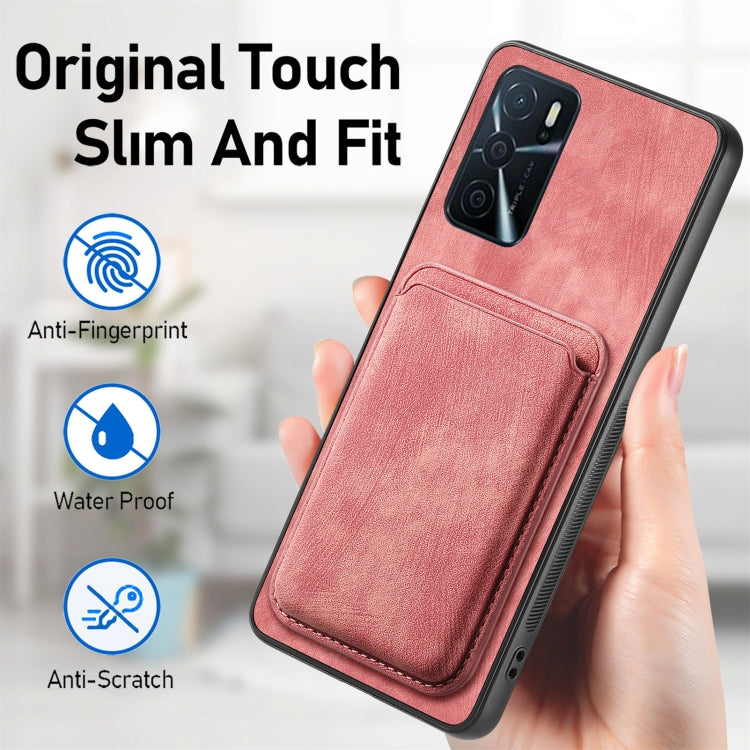 For OPPO A38 4G / A18 4G Retro Leather Card Bag Magnetic Phone Case(Pink) - OPPO Cases by buy2fix | Online Shopping UK | buy2fix