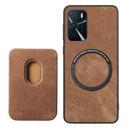 For OPPO Reno7 Z 5G/F21 Pro 5G Retro Leather Card Bag Magnetic Phone Case(Brown) - OPPO Cases by buy2fix | Online Shopping UK | buy2fix