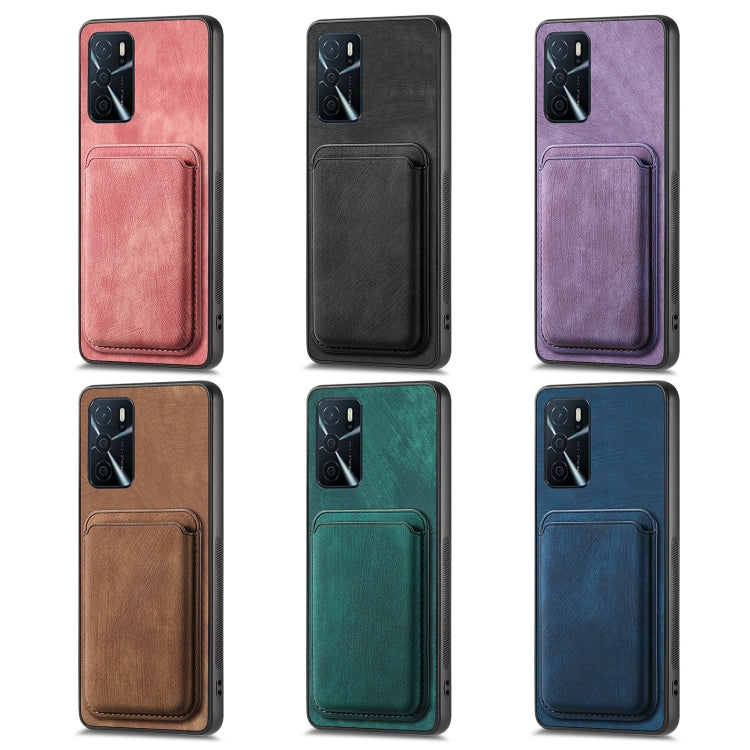 For OPPO Reno8 Pro 5G Retro Leather Card Bag Magnetic Phone Case(Black) - OPPO Cases by buy2fix | Online Shopping UK | buy2fix